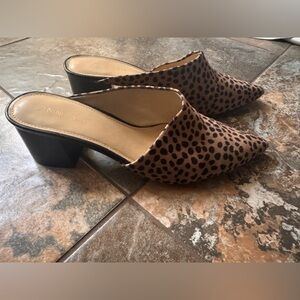 Nine West Leopard Print Pointed Toe Mule Heels Size 10